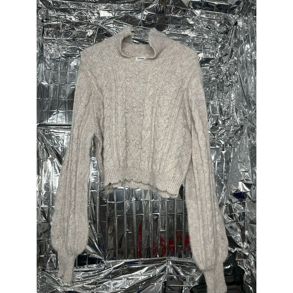 Cotton:On Gray Textured Cropped Sweater Size L